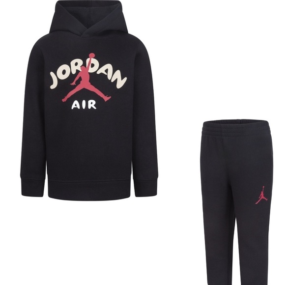 Jordan Little Boys Lil Champ Pullover Hoodie and Jogger Pants Set - Black 4 - Picture 1 of 7